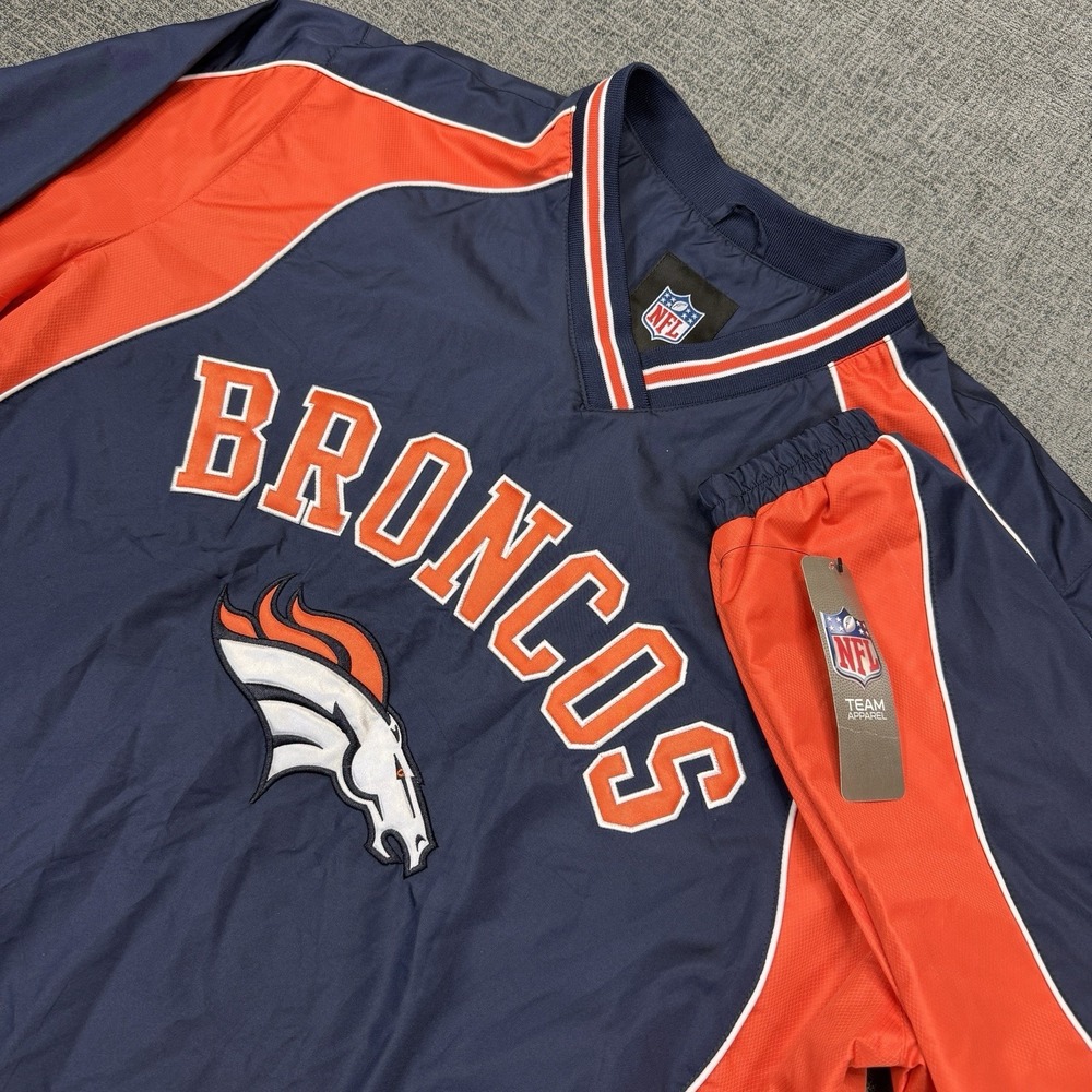 Denver Broncos Windbreaker Jacket Mens L Navy Orange Pullover NFL Football NWT